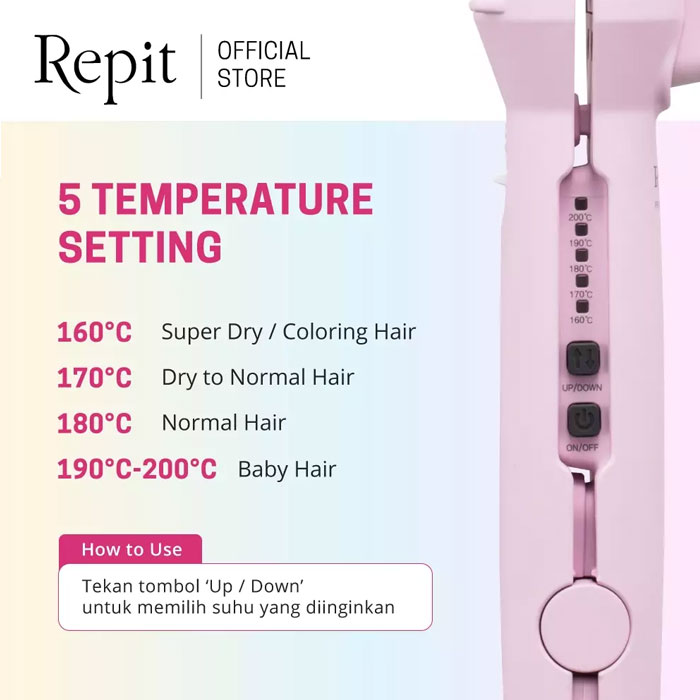 Repit Catokan Rambut Curl and Flat 2in1 32mm - Pink